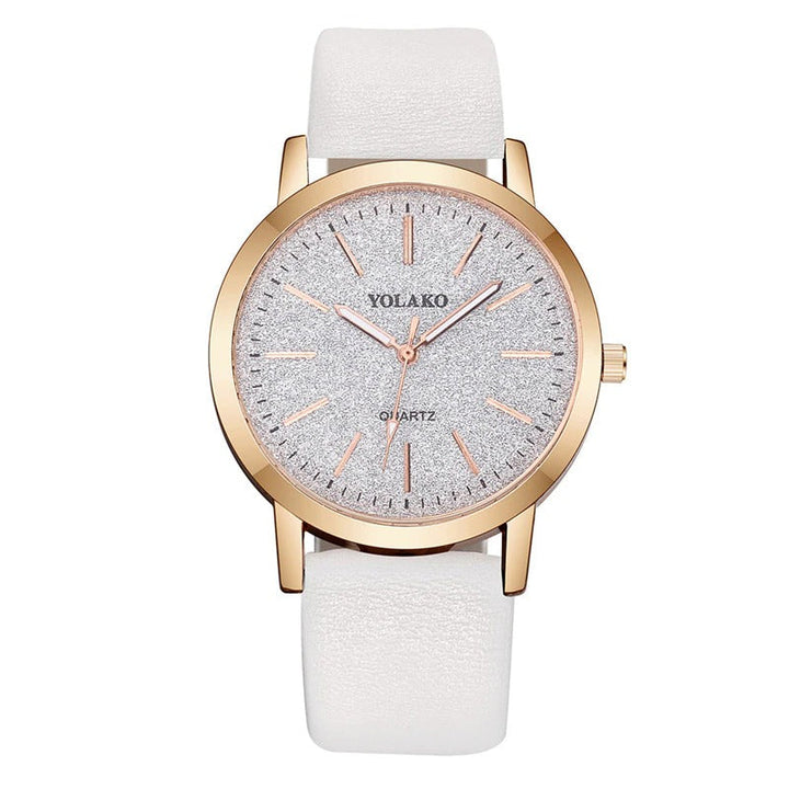 Brilliant Starry Sky Round Simple Dial with Vegan Leather Band Quartz Watches