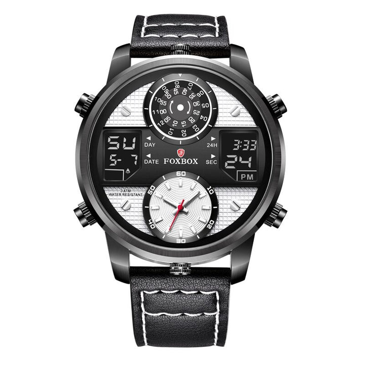 High-Powered Multiple Time Display with Premium Vegan Leather Strap Quartz Watches