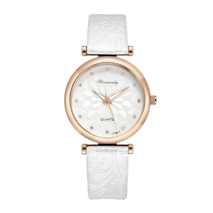 Casual Geometric Floral Design Dial Quartz Watch