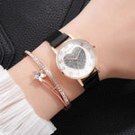 Charming Love Heart Dial Quartz Watches with Star Charm Bracelet