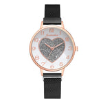 Charming Love Heart Dial Quartz Watches with Star Charm Bracelet