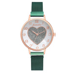 Charming Love Heart Dial Quartz Watches with Star Charm Bracelet