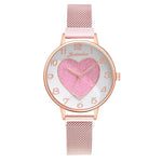 Charming Love Heart Dial Quartz Watches with Star Charm Bracelet