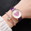 Charming Love Heart Dial Quartz Watches with Star Charm Bracelet