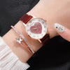 Charming Love Heart Dial Quartz Watches with Star Charm Bracelet