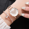 Charming Love Heart Dial Quartz Watches with Star Charm Bracelet