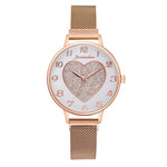 Charming Love Heart Dial Quartz Watches with Star Charm Bracelet