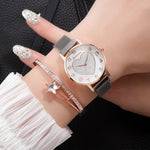 Charming Love Heart Dial Quartz Watches with Star Charm Bracelet