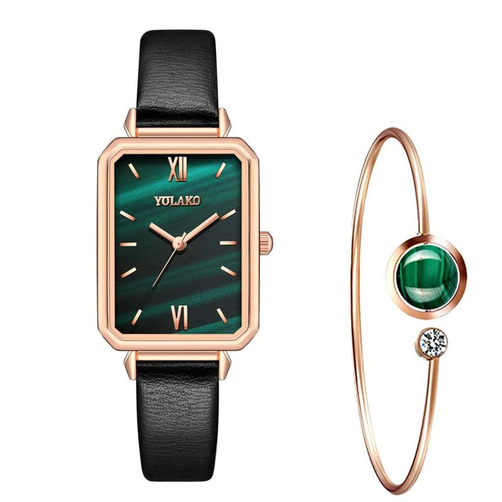 Square Case Fashion Quartz Wristwatches and Bracelet Set