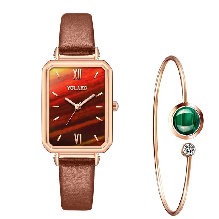 Square Case Fashion Quartz Wristwatches and Bracelet Set