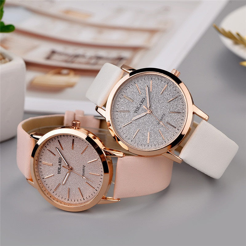 Multi-color Starry Sky Dial with Vegan Leather Band Quartz Watches