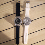 Rhinestone Adorned with LED Light Silicone Strap Quartz Watches