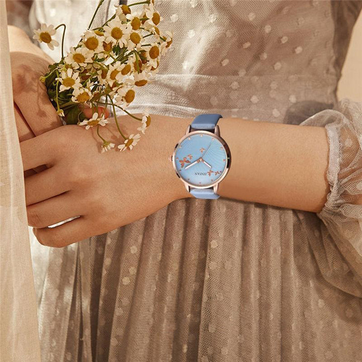 Minimalist Graceful Butterfly Dial with Soft Vegan Leather Strap Quartz Watches