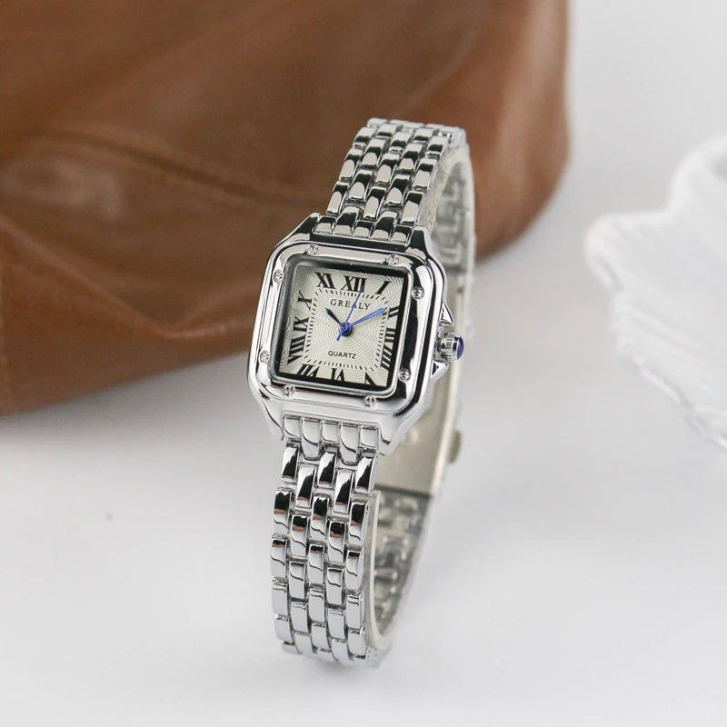 Classic Stainless Steel Roman Numeral Dial Quartz Watches