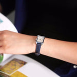 Multi-color Rectangle Case with Vegan Leather Strap Quartz Watches