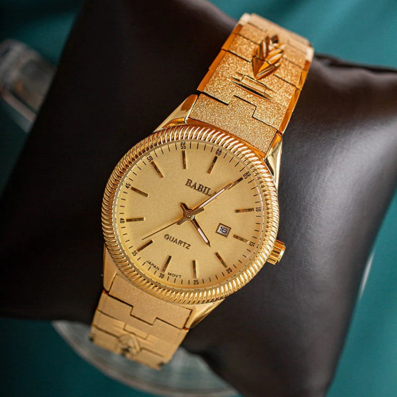 Luxurious Retro Carved Couple's Quartz Watches