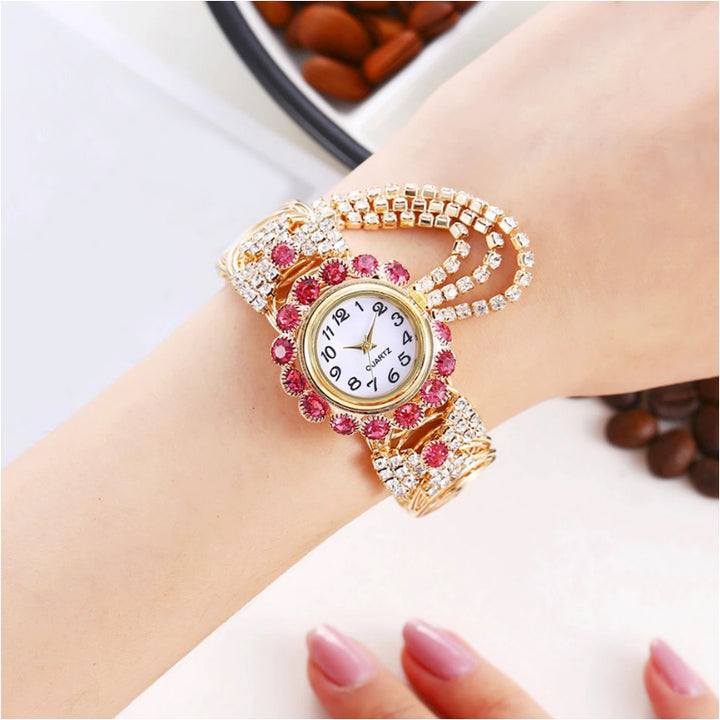 Brilliant Colorful Rhinestone Tassel Bejeweled Bracelets Quartz Watches