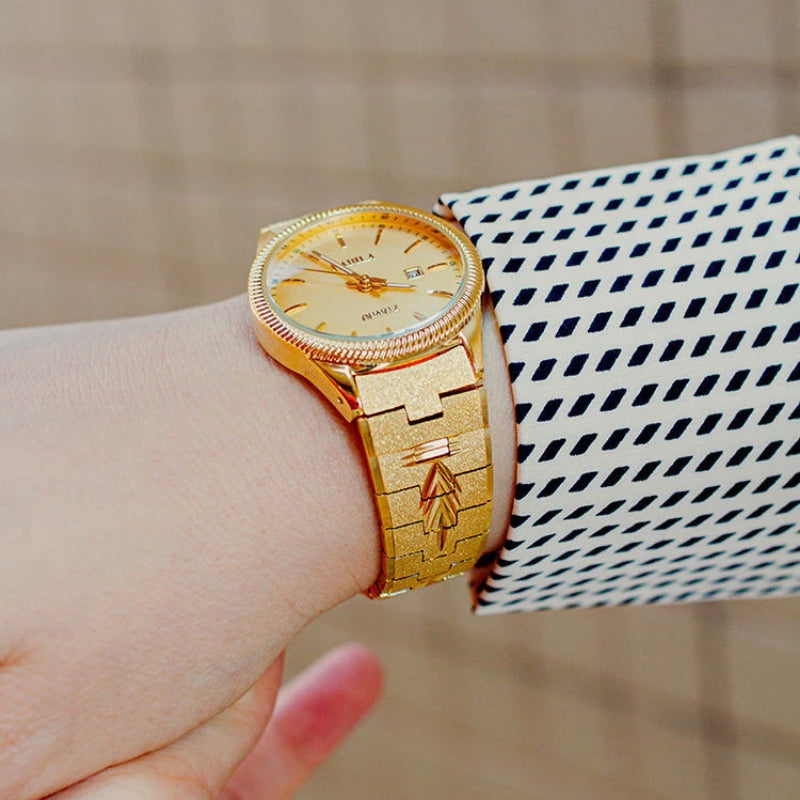 Dazzling Retro Carved Couple's Quartz Watches