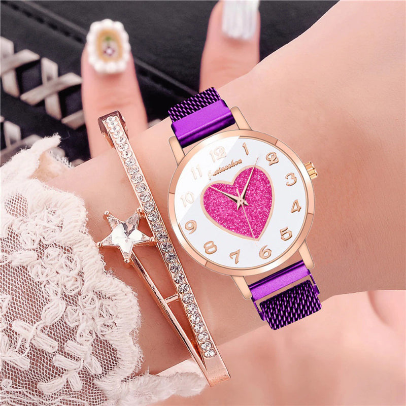 Romantic Glistening Love Heart Dial Quartz Watches