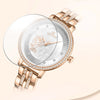 Blooming Rose Flower Dial with Rhinestone Scales Waterproof Quartz Watches