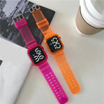 Bright-Colored Transparent Silicone Strap Electronic Sports Digital LED Display Watches