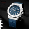 Cool Metal Textured Waterproof Vegan Leather Strap Chronograph Watches