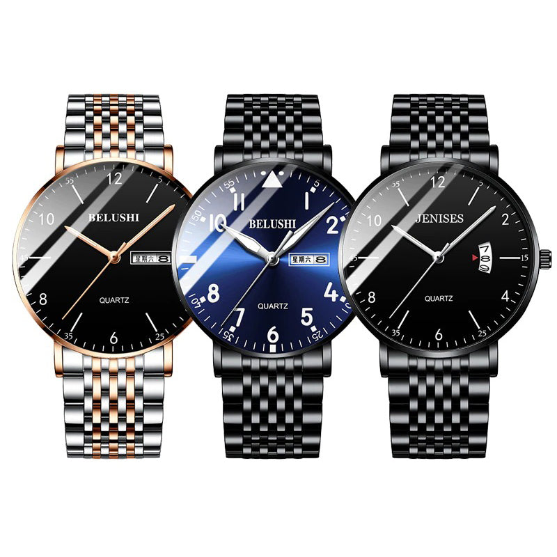 Business and Leisure Luminous Stainless Steel Quartz Watches