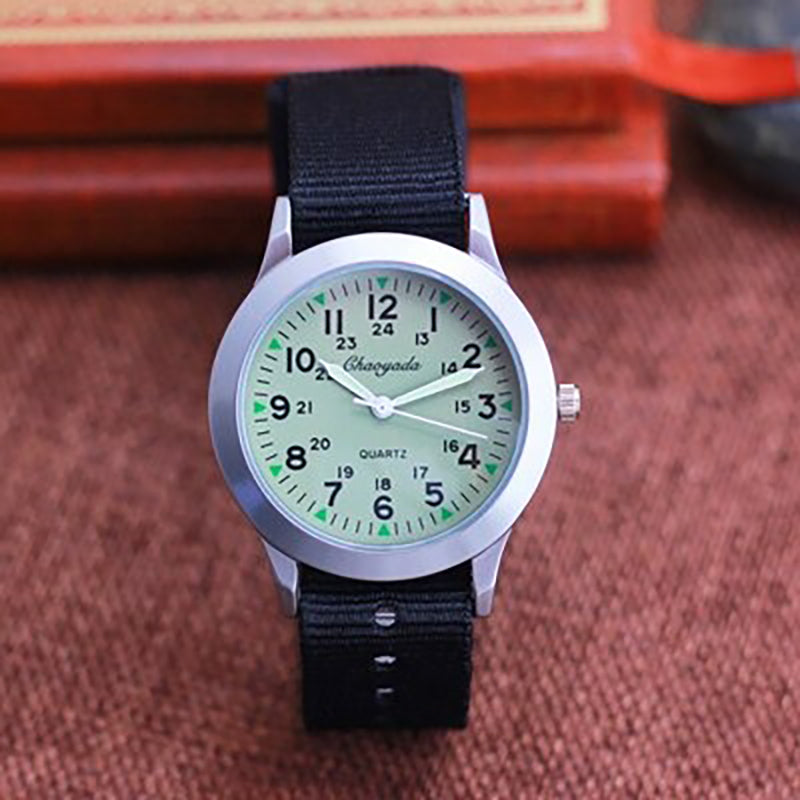 Small and Compact Luminous Quartz Watch with Canvas Strap for Kids