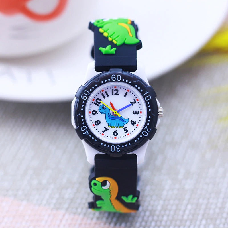 Cute and Adorable Cartoon Dinosaur Silicone Strap Watches for Kids