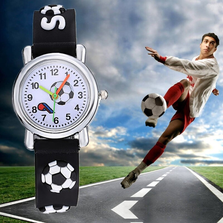 Football Sport Design Silicone Strap Watches for Kids