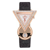 Geometric Rhinestone Triangle Shape Numberless Dial with Frosted Strap Quartz Watches