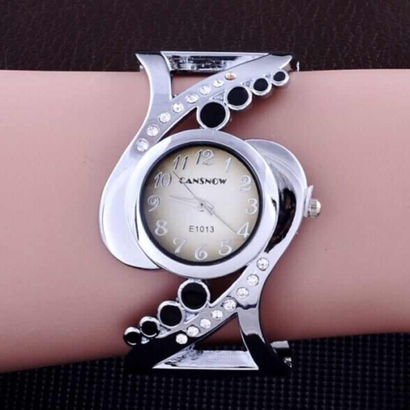 Unique Fashion Style with Rhinestone Embellished Bangle Bracelet Quartz Watches