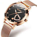 Romantic Double Heart-Shaped Rhinestone Dial Quartz Watches
