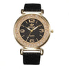 Shimmering Rhinestones with Frosted Vegan Leather Strap Quartz Watches