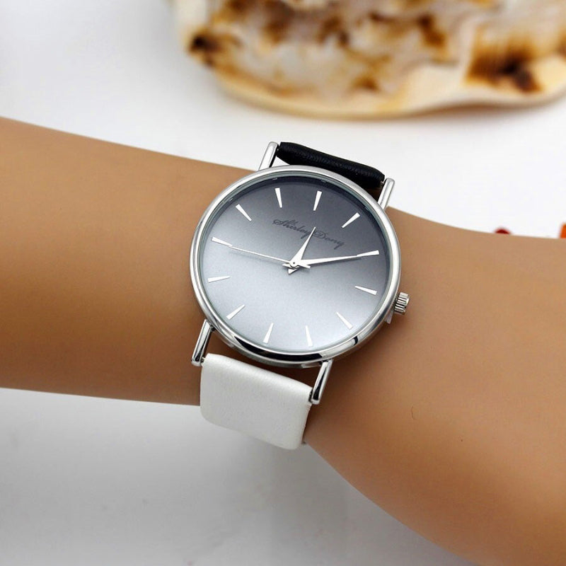 Minimalist Gradient Stick Dial with Vegan Leather Strap Quartz Watches