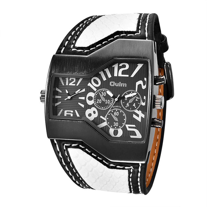 Military Sports Chronograph Display with Vegan Leather Strap Watches