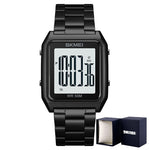 Luxury Digital Sports Watch with Stainless Steel Strap