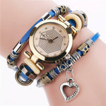 Multi-layer Classic Vegan Leather Strap with Heart Charm Quartz Watches