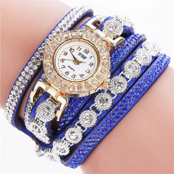 Wrap Around Rhinestone Embellished Arabic Dial Bracelet Quartz Watches