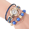 Multi-layer Pearl and Rhinestone Embellished Vegan Leather Bracelet Quartz Watches