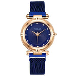 Casual Rhinestone Dial with Magnetic Buckle Steel Mesh Strap Watches