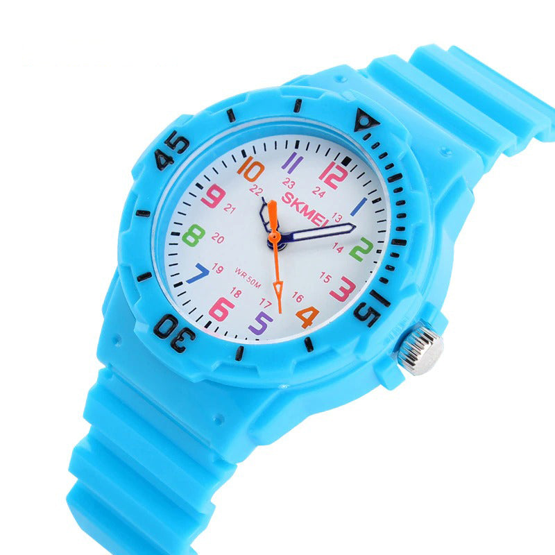 Fashion Watches for Kids with Bright-Colored Strap Quartz Wristwatch