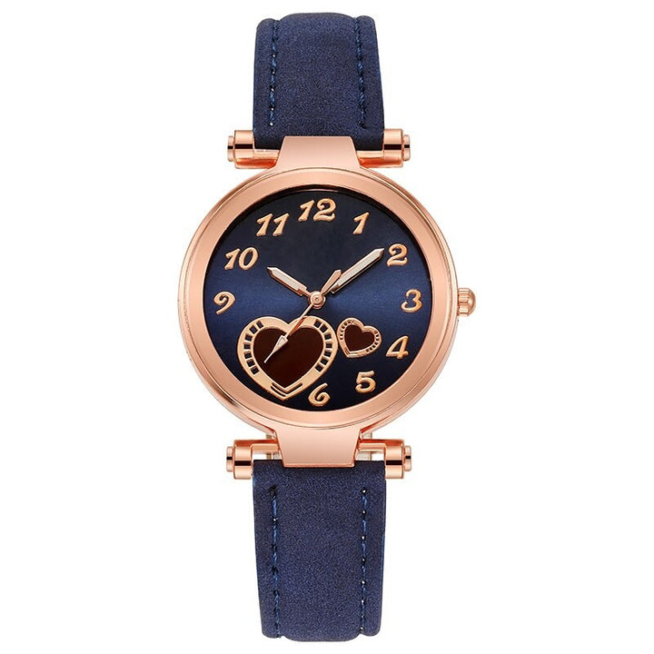 Women's Romantic Love Heart Dial with Vegan Leather Strap Quartz Watches