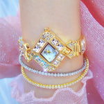 Stunning Rhinestone Bejeweled Diamond Shape Quartz Watches