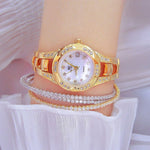 Women's Dazzling Rhinestone Accented Small Round-Shaped Dial Quartz Watches