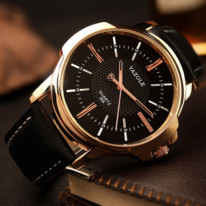 Business and Leisure Fashion Quartz Watches with Tough Vegan Leather Strap