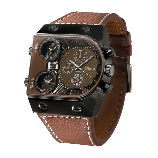 Business Watch For Men - The Multi-Time™ Men's  Casual Leather Strap Military Wristwatches