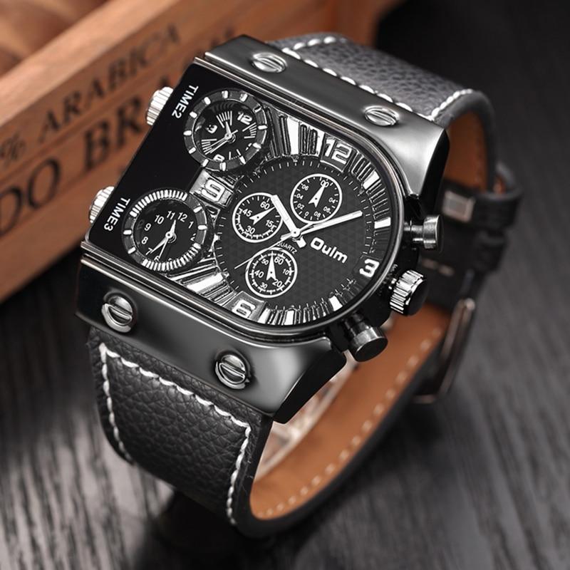 Business Watch For Men - The Multi-Time™ Men's  Casual Leather Strap Military Wristwatches