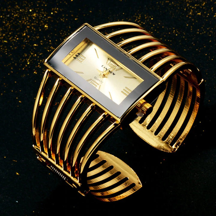 Extravagant Rectangular Dial Fashion Cuff Bangle Bracelet Quartz Watches