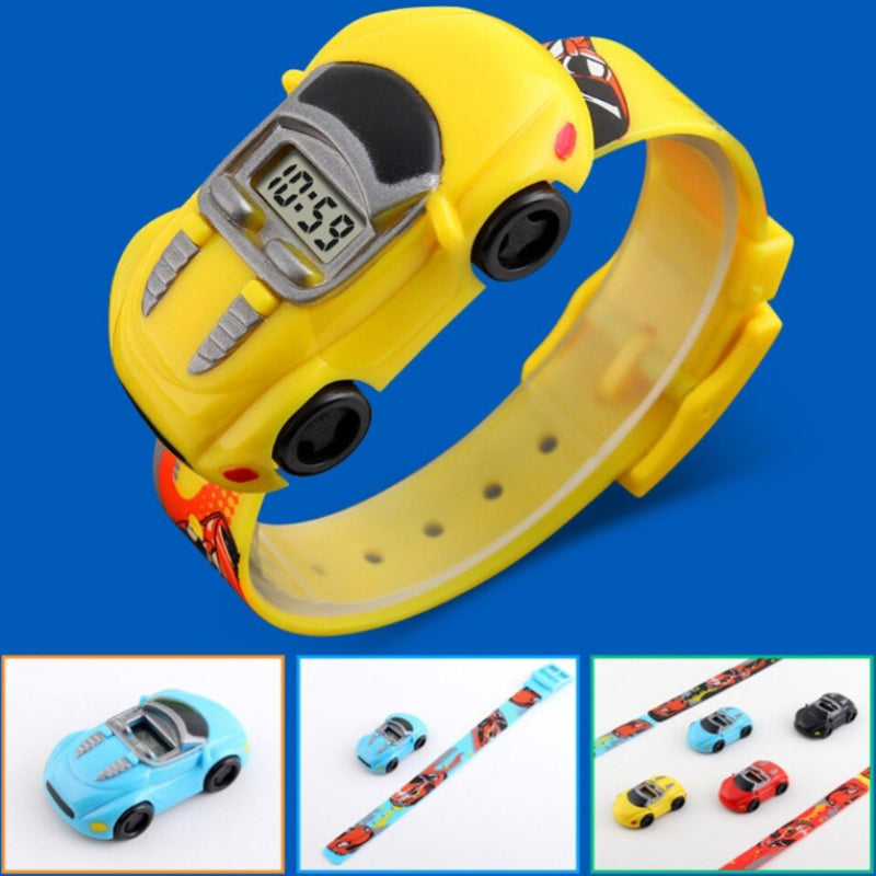 Cartoon Car Shape Dial with Soft and Durable Strap Digital Watches For Kids